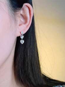 1 par de elegantes pendientes de circonita cúbica para mujer, joyería para boda, compromiso y fiesta, regalo del Día de San Valentín - 1# - Ver 3