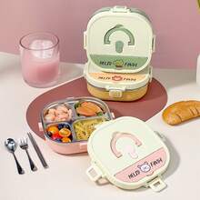 Cute Bento Box Adult, 304 Stainless Steel Lunch Box, Microwavable Food Container With Tableware, Portable Insulated Lunch Container With Handle, Leakproof Lunch Box For Student School, Japanese Bento Box, Metal Lunch Box - Multicolor - View 4