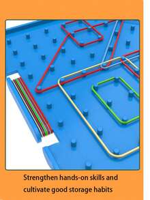 Plastic Double-Sided Geoboard, Geometric Shape Nail Board, Shape Nail Board. Synchronized Teaching Tool. [Includes 10 Rubber Bands And Diagrams]Math Teaching Tool Set. - Multicolor - View 8