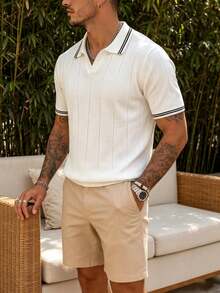Men's Fashion Casual Vacation Style Short Sleeve Polo Shirt - White - View 5