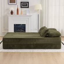 Large Modern White 2 Seat Sofa With 4 Throw Cushions, High Density Foam Folding Mattress, Suitable - 綠色雙座 - 查看 4
