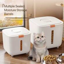 Cat And Dog Food Bucket, Assorted Rice Storage Box, Rice Container, Moisture- And Pest-Resistant, Sealed Container, Press-Button Lid, Thick-Walled. - 10L - View 1