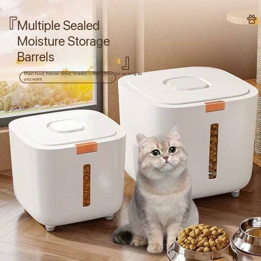 Cat And Dog Food Bucket, Assorted Rice Storage Box, Rice Container, Moisture- And Pest-Resistant, Sealed Container, Press-Button Lid, Thick-Walled. - 10L - View 1