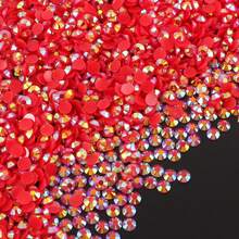 1000 PIEZAS/2000 PIEZAS Strass de resina iridiscente AB rojo brillante, textura de gelatina transparente, accesorios de strass 3D de espalda plana, color vibrante y rico, adecuado para accesorios para el cabello, bolsos, zapatos, sombreros, decoración DIY de fundas de teléfono, colgantes, manualidades para el hogar - multicolor - Ver 8