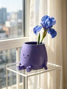 1件可愛微笑花瓶－奶油風乾燥花裝飾，客廳桌面花卉擺飾，居家裝飾，房間裝飾，北歐風裝飾，客廳玄關裝飾，收藏品，獨特禮物，桌面中心裝飾 - 新款-紫色組合 - 查看 4