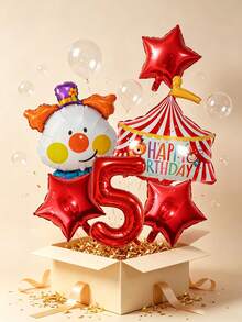 7pcs Circus Theme Foil Birthday Balloons, Suitable For Theme Party, Children's Birthday Party, 100 Days Celebration And Amusement Park Theme Decoration - View 5