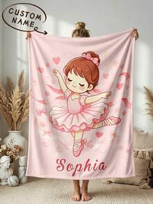 1pc Customized Name Bed Blanket, Personalized Bedding Blanket, Personalized Throw Blanket, Cute Comfortable Blanket, Home Gift, Birthday Gift, Christmas Gift, Personalized Gift, Gift For Son/Daughter, Gift For Friend - Style 7 - View 1