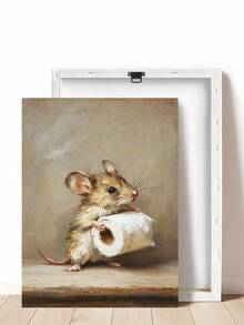 1pc Funny Mouse Holding Toilet Paper Art Print, Toilet Paper Flowers Print, Festival Gift, Suitable For Bedroom,Living Room, Bathroom,Wall Arts,Wall Decor,Home Decor,Room Decor, Canvas Wall Art, Posters, Wall Art With Frame, Optional Frame ﻿ ﻿ - 1PCS - View 22