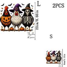 1/2/3pcs Stiker Transfer Panas Pola Kerangka Ayam Halloween, Desain DIY Kerajinan Perekat Cetak Kaos Jaket Sarung Bantal Pakaian Stiker Transfer Panas Tempel Setrika - Beraneka warna - View 11