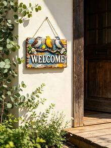 1件 2D平面波希米亞風金屬「Welcome」歡迎牌,彩色鳥類門廊裝飾,適用於住家地址顯示、房間、花園、露台、入口裝飾,入厝/節日禮物,適合家人/朋友與居家裝飾愛好者 - 花鳥WL - 查看 3
