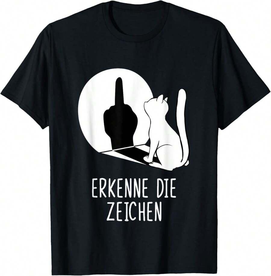 Lokale Lager,Marque,Waving Cat Shadow Cats Recognize The Signs T-Shirt - 黑色 - 查看 1
