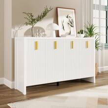 Modern Sideboard Black Minimalist With Adjustable Shelves - 白色 - 查看 2