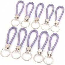 10pcs/Pack PU Braided Keychain 11.5cm Zinc Alloy Hook Simple Colorful Dopamine Leather Rope Pendant Keychain DIY Pendant Phone Lanyard Accessory - Woven Keychain - View 22