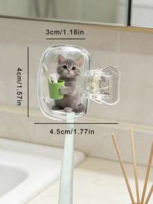2D Flat Cute Cat-Shaped Toothbrush Travel Storage Box Set, Suitable For Daily Home And Business Travel, As Well As Outdoor Travel And Other Occasions, Essential Bathroom Supplies. Specially Designed Protective Cover For Toothbrushes, Not Only Keeps Toothbrushes Clean But Also Takes Care Of Oral Health. Essential Travel Toothbrush Protective Cover - Multicolor - View 11