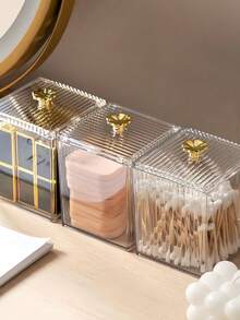 Dust Proof Acrylic Cosmetic Storage Box High Transparency Sealed With Lid Swab Box For Dorm Household Apartment Bathroom Countertop Decorative Storage Organizer Clear Glance Chic Luxury Texture Gift For Ladies Cosmetic Lovers On Birthday - Multicolor - View 14