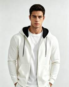 Men Zip-Up Hoodies - 白色 - 查看 3