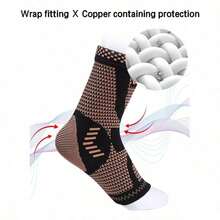 Women's And Men's Copper Compression Ankle Support Sleeve With Heel And Arch Support Foot Stabilizer - Black - View 8