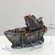 Dekorasi Kapal Karam Klasik, Cocok untuk Akuarium dan Terarium Meja, Dekorasi Lanskap Resin Buatan Tangan - B - View 9