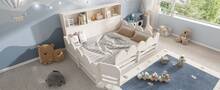 White Kids Bed Frame 140x200cm With Safety Rail And Door - 白色 - 查看 11