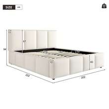 Upholstered Bed 180x200 Beige Bouclé - Integrated Frame - 米色 - 查看 4