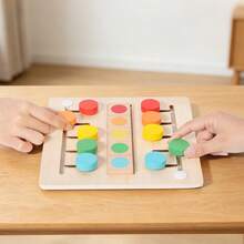 1 Set Wooden 4-Color Sliding Position Chess Children Color Matching Logic Training Early Education Board, Develop Concentration, 2-Player Battle Educational Table Game Teaching Tool - Multicolor - View 2