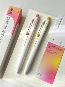 2 Peças Canetas de Gel Ultra-Minimalistas 0,5mm Tinta Preta Estilo IG Altamente Atraente Canetas de Secagem Rápida Estilo Fashion Premium Adequado para Estudo Escritório e Assinatura - padrão - Visão 3