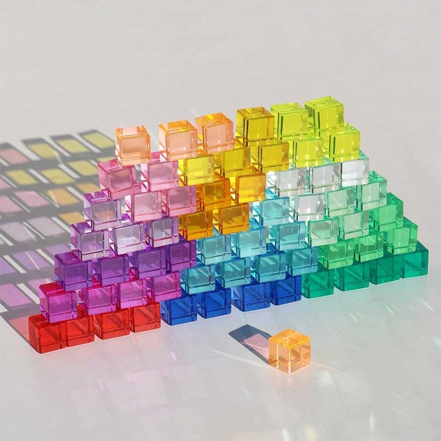 Kubus Permata Akrilik Pelangi Balok Mainan Edukasi Sensorik Anak-Anak Mainan Kristal untuk Belajar Warna, Cahaya, Bayangan, dan Susun (20pcs 30Pcs 40pcs) - MultiWarna - View 1