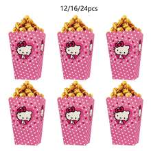 12/16/24pcs KT Out Popcorn Box,KT Theme Candy Boxes, Snacks Boxs,Gifts Treats Boxs,KT Birthday Party Supplies,KT Cat Candy Boxes - Cartoon - View 2