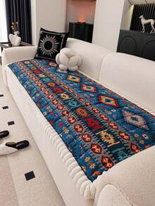 1 Stück Sofakissenbezug im Boho-Stil, verdickter rutschfester Sofabezug, universell für Wohnzimmer, Schlafzimmer und Außenbereich, haustiersicher und fleckenabweisend, Ganzjahres-Sitzkissenbezug für Sofa, geeignet für L-förmige Einzelsessel, Recliner und 1/2/3/4-Sitzer Sofa, neue dekorative Herbst-Edition - Blau - Übersicht 4
