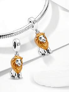 1件時尚925純銀可愛獅子吊墜珠，適合女性手鍊，DIY珠寶製作 - 款式1 - 查看 6
