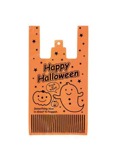 30/10pcs Halloween Plastic Tote Bags, Ghost/Pumpkin Pattern, Gift Wrapping Bags, Shopping Bags, Suitable For Halloween, Holiday Parties, Trick-Or-Treating Activities.