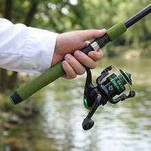 KecchKrezing Military Style Fishing Rod Reel Set, One-Stop Kit Including Pre-Wound Reel, Hard And Soft Baits, Hooks, Floats, Tackle Box And Storage Bag, Camping Outdoor Fishing Set - Olive Green - View 7