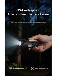 1/2PCS Rechargeable LED Flashlight, Cob Side Light-C Type Rechargeable, Portable Multifunctional Outdoor Flashlight With Clip/Magnet, Suitable For Hiking, Camping, Fishing, Running, Emergency Lighting - Black - View 9
