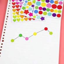 18pcs/Pack Round/Star/Heart Shaped Decorative Stickers, Suitable For DIY Photo Albums, Water Bottles, Phones, Notebooks - Multicolor - View 6