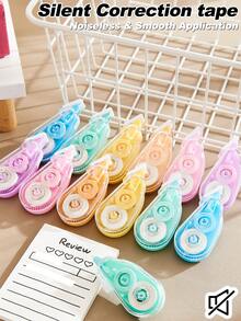 4pcs/6pcs Colorful Mini Correction Tape Set, Multiple Bright Colors, Smooth And No Smudging, Suitable For School, Office, Home, Ideal Choice For Students And Teachers, Back To School Season - Multicolor - View 3