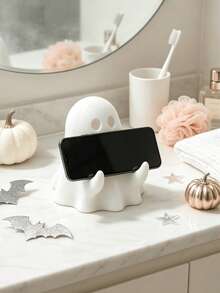 1/2pcs White Halloween Ghost Phone Stand, Stable Non-Slip Desktop Slouchy Viewing Bracket, Cute Ghost Design Home Desk Bedside Tablet Universal Atmosphere Creative Decorative Ornament - View 8