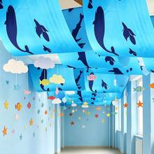 AFYPRTY 1pc Ocean Classroom Ceiling Decoration, Summer Whale Shark Hanging Banner, Ocean Theme Birthday Party Supplies, School Decoration - Style 1 - View 6