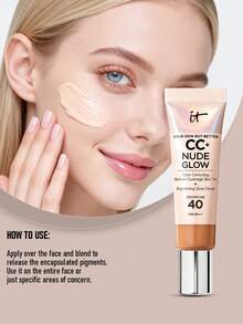 IT Cosmetics CC+ Radiant Glow 輕盈底妝 + SPF40 亮采精華，#Neutral Beige（中性桃色底調），32ml/1.08 Oz | 適合乾性、混合性、正常膚質 | 中度遮瑕 | 明顯提亮 | 撫平肌膚紋理 - Neutral Tan - 查看 4