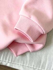 Young Girl Butterfly Pattern Warm Hooded Sweatshirt - Pink - View 4
