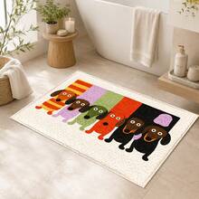 1pc Dachshund Soft Comfortable Home Decor Mat, Illustration Style, TPR Non-Slip Backing, Faux Cashmere Floor Covering, Machine Washable, Suitable For Entryway, Porch, Indoor, Living Room, Bedroom, Bathroom, Laundry Room, Dorm, Game Room - Multicolor - View 5