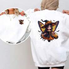 1/2/3pcs Holographic Butterfly Wing Pumpkin Bucket Witch Heat Transfer Sticker, Cartoon Halloween DIY Print, Suitable For T-Shirt, Hoodie, Canvas Bag, Pillow - Multicolor - View 8