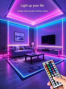 智能音樂 RGB LED 燈條，3.28英尺(1捲)~98.42英尺(2捲)附紅外線 44 鍵遙控器，USB 5V LED 燈條附背膠，可調色，適用臥室、派對裝飾、居家裝飾、廚房、電視、節日派對，最佳禮物 - 彩 - 查看 5