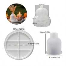 SILIKE LUFEI 3pcs Halloween Smiling Pumpkin & Striped Vase & Round Tray Silicone Mold Set, Suitable For Making Resin, Plaster, Candle, Aromatherapy Products, Home Decor Display Silicone Mold - Silicone Mold - View 8