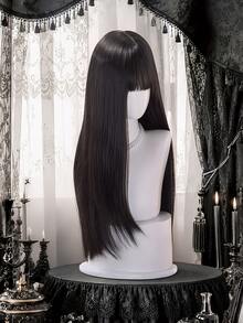 alicegarden Wig Sintetis Panjang 30 Inci, Gaya Lurus Alami, Warna Hitam Memukau, Dengan Desain Poni, Cocok Untuk Pemakaian Sehari-hari Wanita, Hadiah Wig Alami dan Tahan Lama - Hitam - View 5