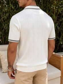 Men's Fashion Casual Vacation Style Short Sleeve Polo Shirt - White - View 6