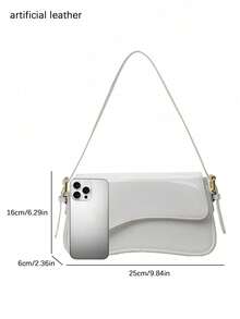 Lightweight Business Casual Flip-Top Square Bag, Suitable For Teenage Girls, Women, College Students, Young Professionals, And Office Workers, Perfect For Office, University, Work, Business, Commuting, Outdoor Activities, Travel, And Hiking - White - View 6