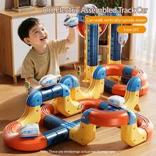 Variable Assembly Electric Track Train DIY 3D High-Speed Rail Toy, Can Run Vertically And With Lights, Educational Early Learning Birthday Gift For Boys & Girls, Suitable For Children & Kids Electric Train Set - Multicolor - View 1