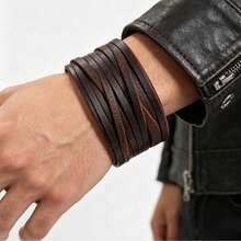 2pcs Striped Woven Texture Bracelets, Suitable For Men And Women Daily Wear, Fashionable, Exquisite Textured Gift For Friends - Black - View 3