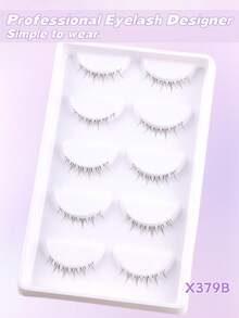 MKHLINA 5 Pairs Lower False Eyelashes, Ultra Soft Fine Stem, Lifelike Natural, Reusable, Comfortable Lightweight, Manga Style Japanese Korean Thick Natural Curly Eyelash Extension, Cosplay Anime False Eyelashes Makeup Tool - Black - View 12