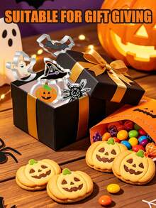1pc/5pcs Halloween Cookie Cutter Set, Stainless Steel, Bat, Ghost, Pumpkin, Spider, Witch Hat Shapes, Mini Halloween Molds, Vegetable Fruit Press Molds, Baking Holiday Fun - Multicolor - View 10